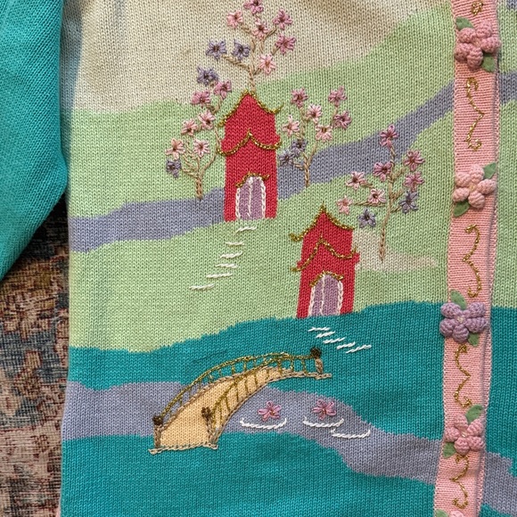 Colorful NWT Storybook Knits Shangria La  Floral Women's Cardigan size 1X - Picture 5 of 8